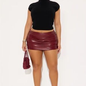 NEW Burgundy Faux Leather Mini Skirt